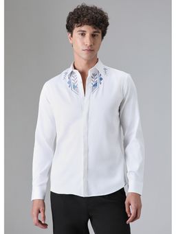 Banana Club - White Ethnic Embroidery Designer Shirt