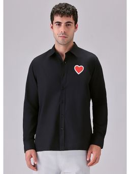 Banana Club - Valentine Heart Black Cotton Shirt