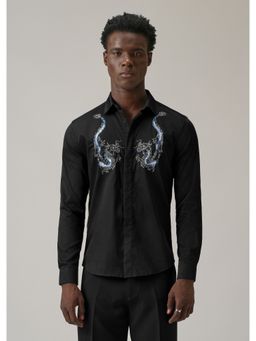Banana Club - Black Handcrafted Dragon Designer Shirt