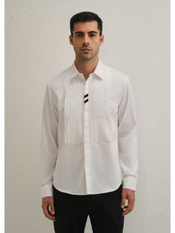 Banana Club - White Pintuck Pleat Designer Shirt