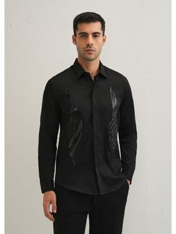 Banana Club - Black Metallic Flare Designer Shirt