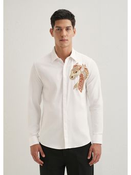 Banana Club - White Embellished Dragon Designer Shirt