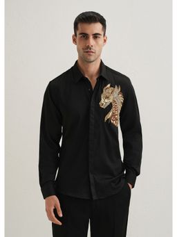Banana Club - Black Embellished Dragon Designer Shirt