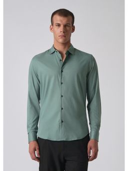 Banana Club - Light Sea Green Cotton Stretch Plain Shirt