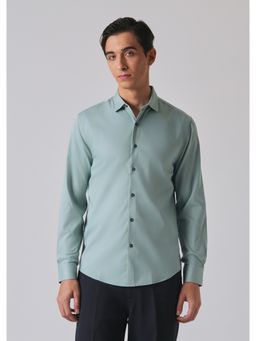 Banana Club - Ash Green Cotton Stretch Plain Shirt