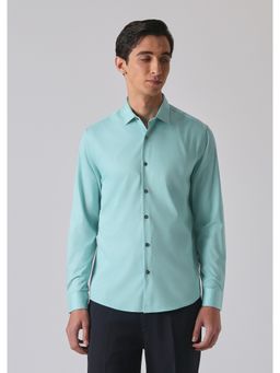 Banana Club - Cyan Green Cotton Stretch Plain Shirt