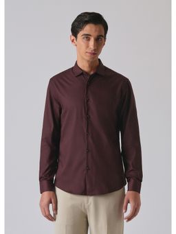 Banana Club - Wine Cotton Stretch Plain Shirt