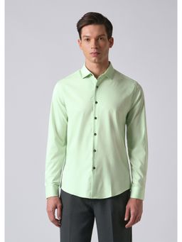 Banana Club - Pastel Green Cotton Stretch Plain Shirt