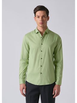 Banana Club - Light Green Cotton Stretch Plain Shirt
