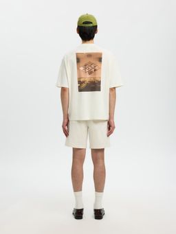 SELECTED HOMME - White Cotton Relaxed Fit Printed T-Shirt