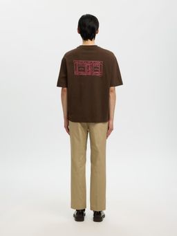 SELECTED HOMME - Brown Organic Cotton Relaxed Fit T-Shirt