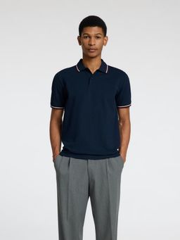 SELECTED HOMME - Navy Blue Organic Cotton Slim Fit Polo T-Shirt
