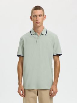 SELECTED HOMME - Green Organic Cotton Slim Fit Polo T-Shirt