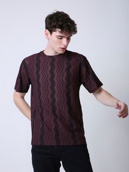 BLNK - Wine Textured Stripe T-Shirt