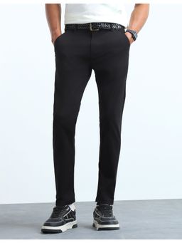 Flying Machine - Men's Slash Slim Tapered Fit Twill Black Trousers