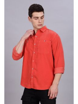 KUONS AVENUE - Men Orange Corduroy Shirt
