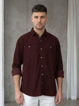 KUONS AVENUE - Men Maroon Corduroy Shirt