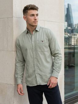 KUONS AVENUE - Corduroy Full Sleeves Green Shirt