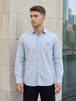 KUONS AVENUE - Corduroy Full Sleeves Blue Shirt