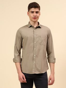 Cantabil - Beige Men's Breathable and Soft with Color Casual Shirt