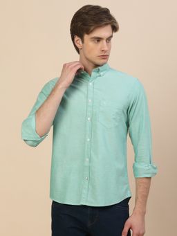 Cantabil - Men Green Breathable and Soft Color Casual Shirt
