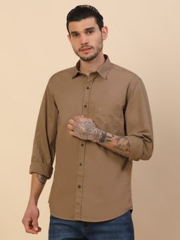 Cantabil - Men'S Brown Breathable and Soft Color Casual Shirt
