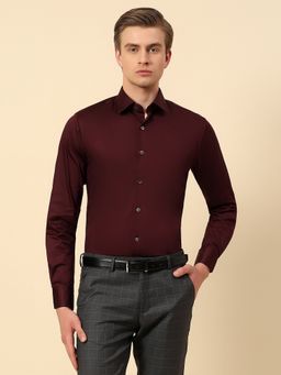 Cantabil - Men'S Wine Breathable and Soft Color Casual Shirt