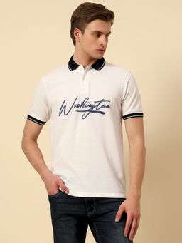 Cantabil - Ivory Printed Polo T-Shirt