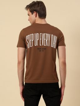 Cantabil - Printed Brown Round Neck T-Shirt