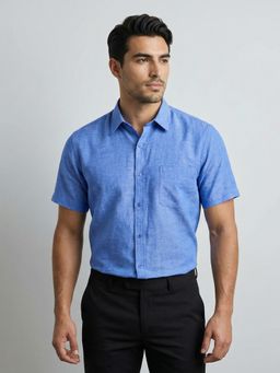 Southbay - Cotton Linen Half Sleeves Blue Shirt