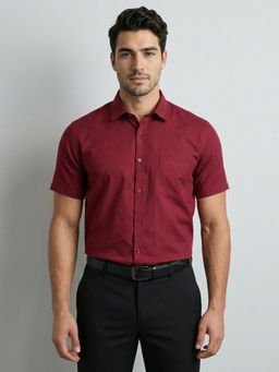Southbay - Cotton Linen Half Sleeves Maroon Shirt