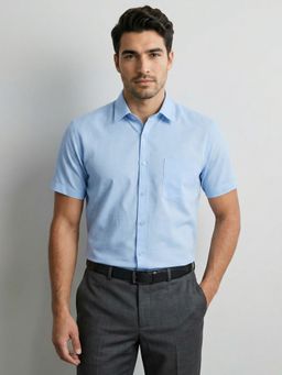 Southbay - Cotton Linen Half Sleeves Blue Shirt
