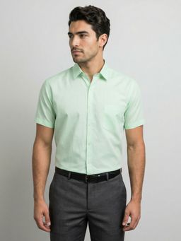 Southbay - Cotton Linen Half Sleeves Green Shirt