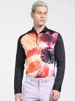 Jack & Jones - Black Floral Print Full Sleeves Shirt