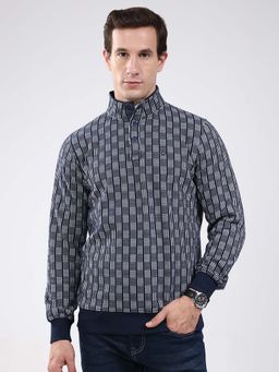 Monte Carlo - Navy Blue Checks Full Sleeve Sweatshirt