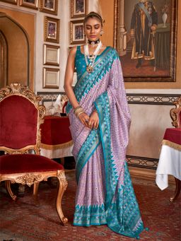 Elora - Soft Silk Printed Patola Designed Saree (Lavender)