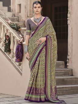 Elora - Soft Silk Printed Patola Designed Saree (Yellow)