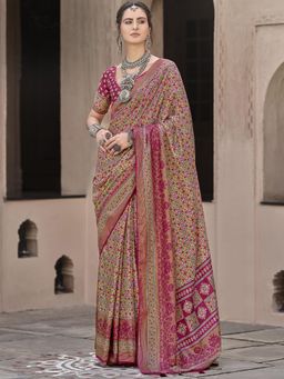 Elora - Soft Silk Printed Patola Designed Saree (Multicolor)