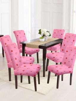 Cortina - Set of 6 Pink Abstract Printed Chair Cover