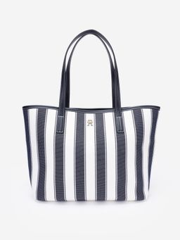 Tommy Hilfiger - Striped Blue Polyester Tote Bag