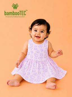 Kidbea - Girls Purple Bamboo Cotton Sleeveless Casual Wear Frock
