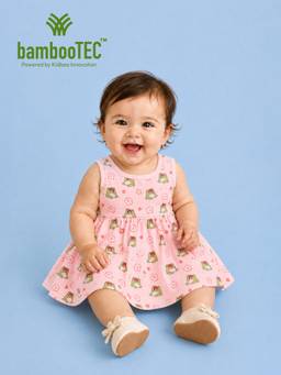 Kidbea - Pink Bamboo Cotton Sleeveless Casual Wear Girl's Frock