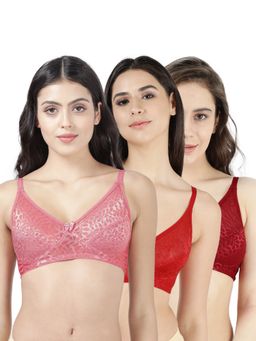 Shyaway - Susie Womens Non Padded Wirefree Lace Bra- Multi Color (Pack of 3)