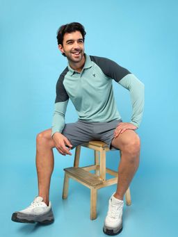 Technosport - Men Colorblock Slim Fit Polo Sports T-Shirt With Technocool