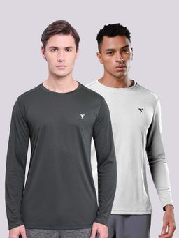 Technosport - Men Solid Slim Fit Round Neck Sports T-Shirt With Techno Cool Pack of 2
