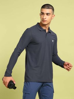 Technosport - Men Solid Slim Fit Polo Sports T-Shirt With Matpiq