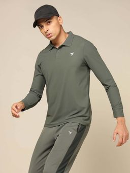 Technosport - Men Solid Slim Fit Polo Sports T-Shirt With Matpiq