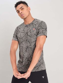 Technosport - Men Jacquard Slim Fit Round Neck Sports T-Shirt With Double Cool