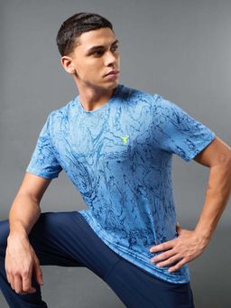 Technosport - Men Jacquard Slim Fit Round Neck Sports T-Shirt With Double Cool