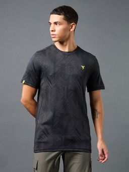 Technosport - Men Jacquard Slim Fit Round Neck Sports T-Shirt With Double Cool
